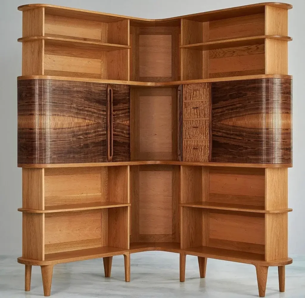 contemporary wood corner cabinet
