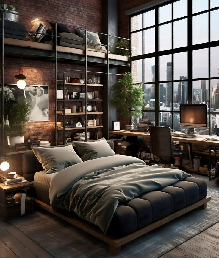 contemporary industrial style bedroom ideas