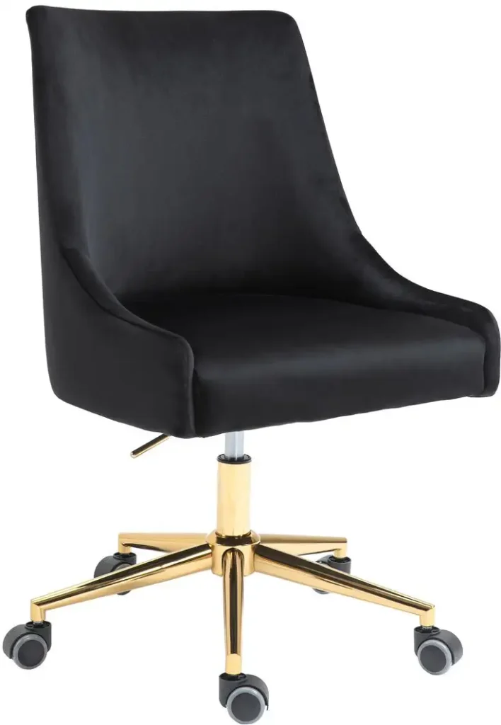 Meridian Furniture Karina Black Velvet Gold Office Chair