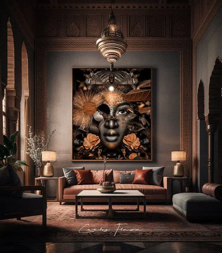 contemporary living room african art