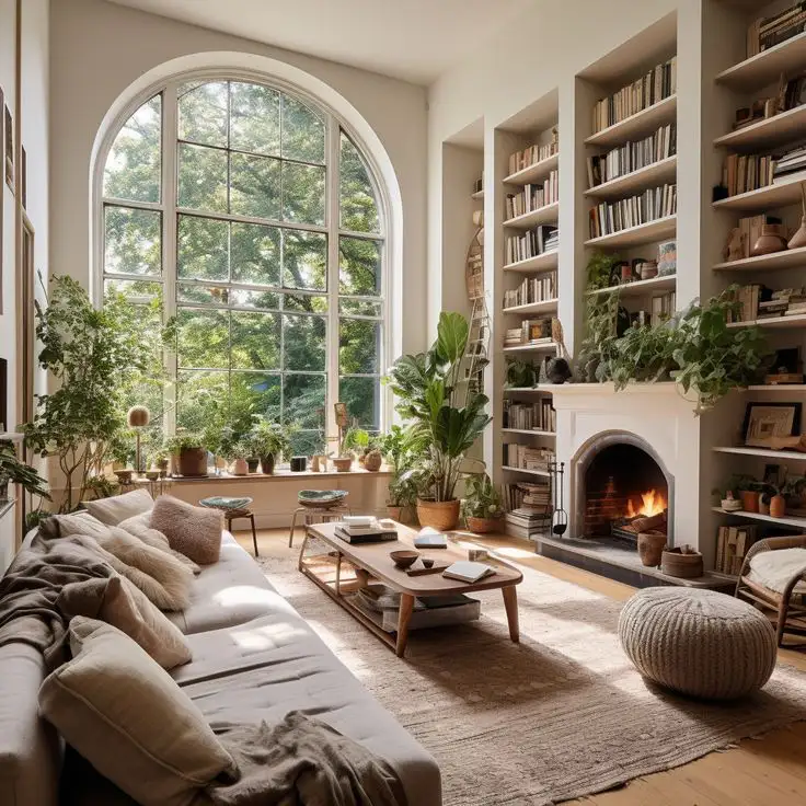 contemporary tudor house living room