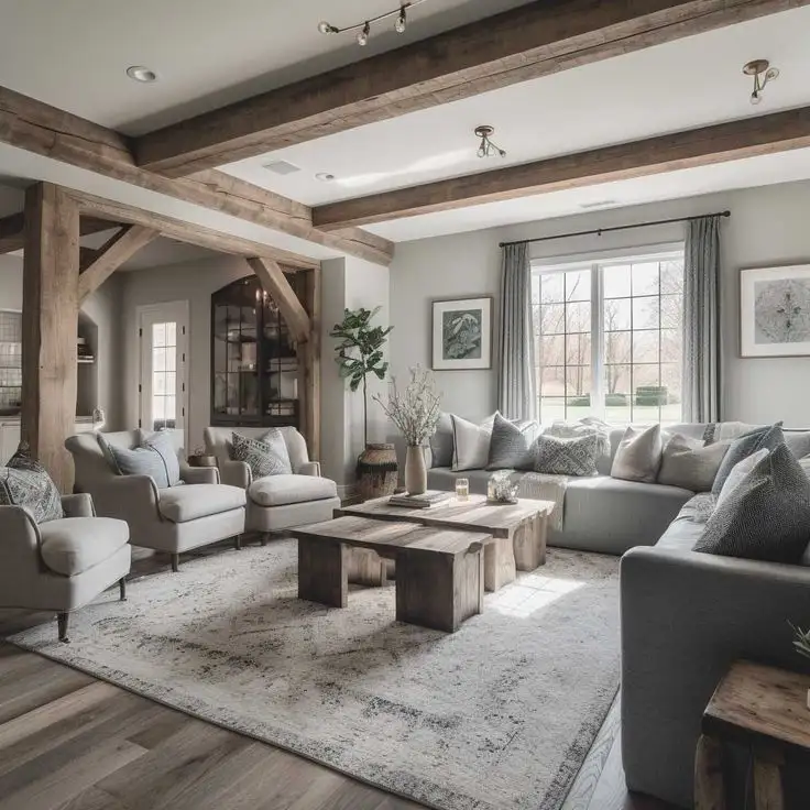contemporary farmhouse living room design