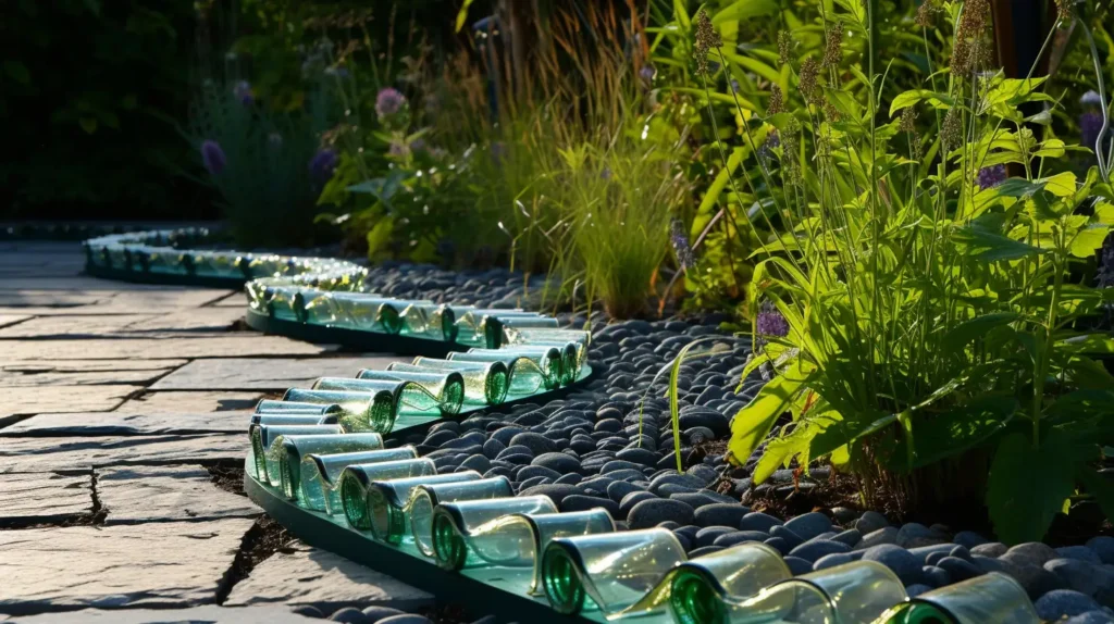 contemporary garden Glass Bottle Edging