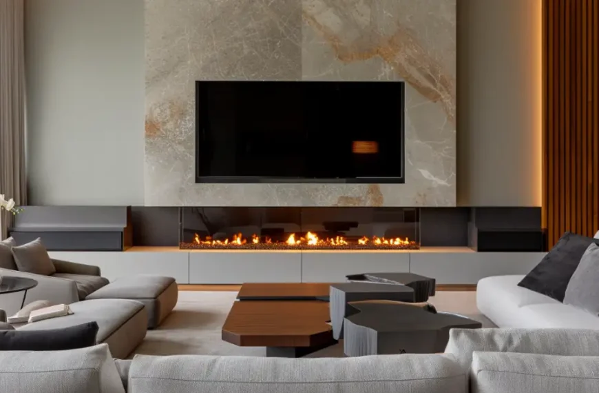 Contemporary Modern Fireplace TV Wall