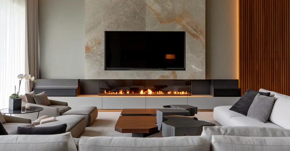 Contemporary Modern Fireplace TV Wall