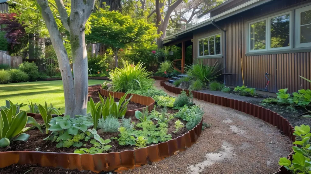 Modern Garden Edging Corrugated Metal