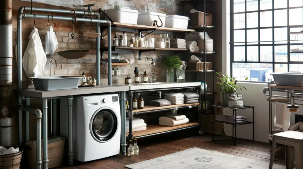 Modern Laundry Room Industrial Touches