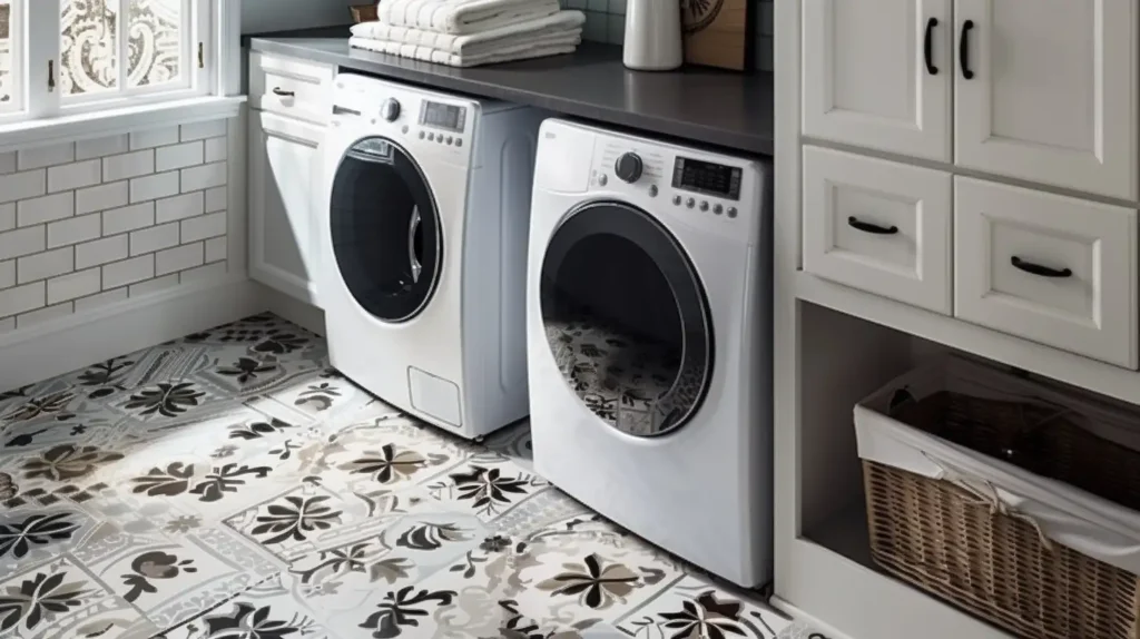 Modern Laundry Room Tile Accents