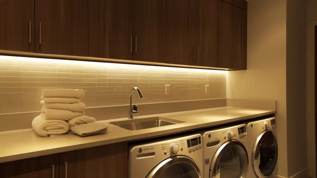 Modern Laundry Room Under-Cabinet Lighting
