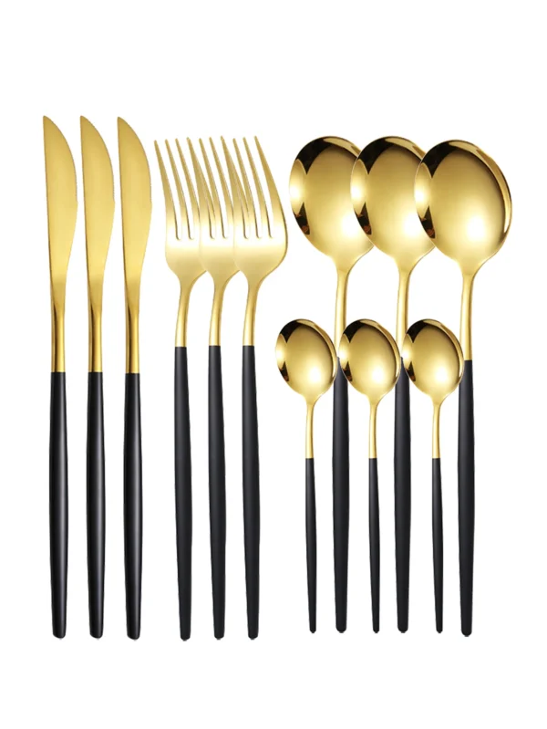 12pc Thin stainless steel cutlery set Portugal steak knife and fork dessert spoon coffee spoon 1