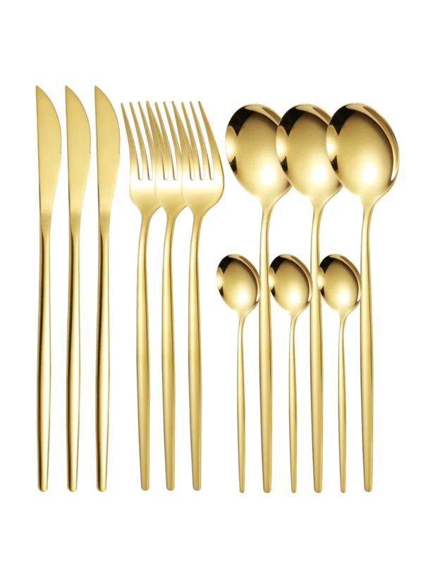 12pc Thin stainless steel cutlery set Portugal steak knife and fork dessert spoon coffee spoon