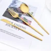 16Pcs Gold Matte Cutlery Set Knife Fork Spoons Dinnerware Set Stainless Steel Tableware Western Flatware Kitchen 2