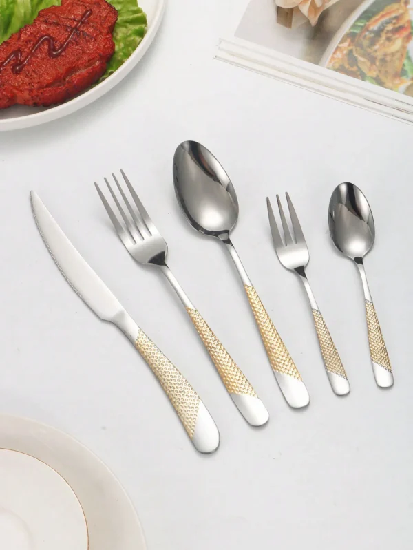 6pc 30pc Stainless steel star drill dinnerware set knife fork and spoon set for the kitchen 1