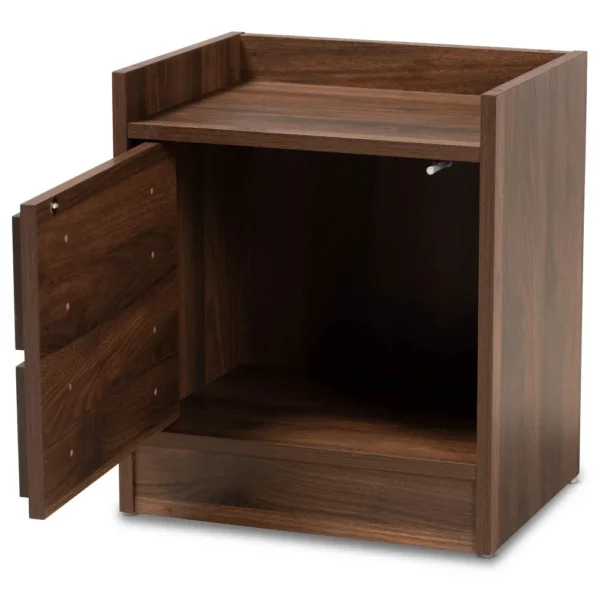 Baxton Studio Hale Modern and Contemporary Walnut Brown Finished Wood 2 Drawer Nightstand Simple Yet Functional 2