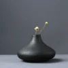 Black Ceramic Small Vase Home Decoration Crafts Tabletop Ornament Simplicity Japanese style Decoration 2