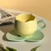 Creative Flower Set Mugs Vintage Tulip Mugs and Saucers Flower Shaped Ceramic Coffee Mugs and Saucers 5
