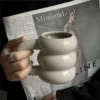 Cute Thicken Ceramic Water Cups Coffee Milk Mug With Handle 420Ml Big Captial Ceramic Juice Cup 3