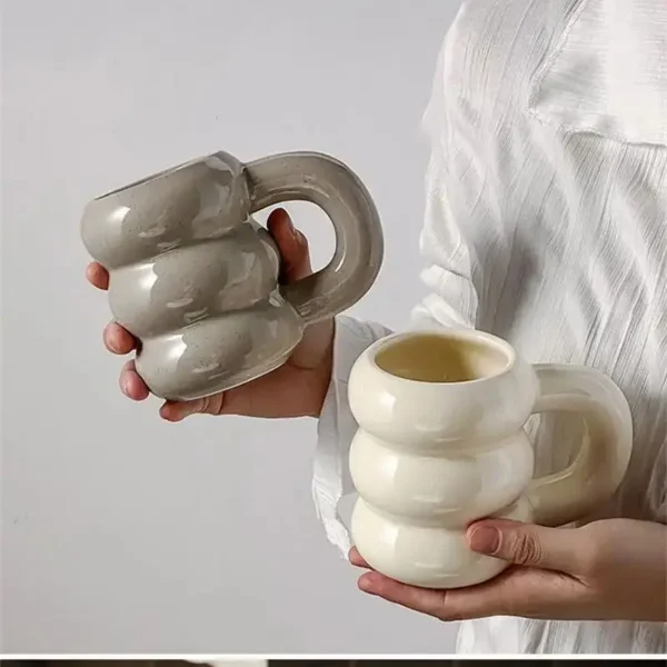 Cute Thicken Ceramic Water Cups Coffee Milk Mug With Handle 420Ml Big Captial Ceramic Juice Cup