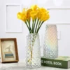 Decorative Glass Vase Crystal Clear Modern Flower Decor Vase For Home Office Table Shelf 2