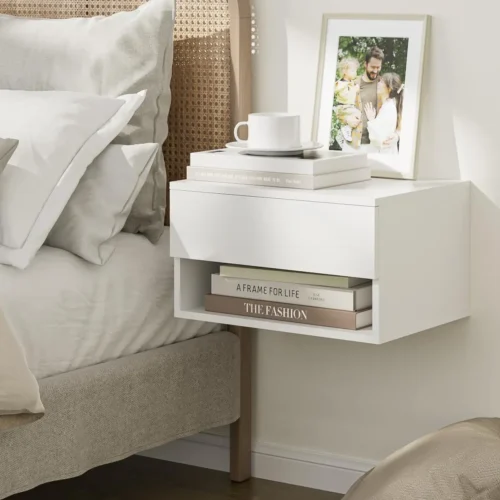 Contemporary Floating White Nightstand
