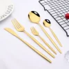 Green Gold Cutlery Set Mirror Dinnenrware Set Stainless Steel Flatware Dinner Knife Fork Spoon Tableware For 4
