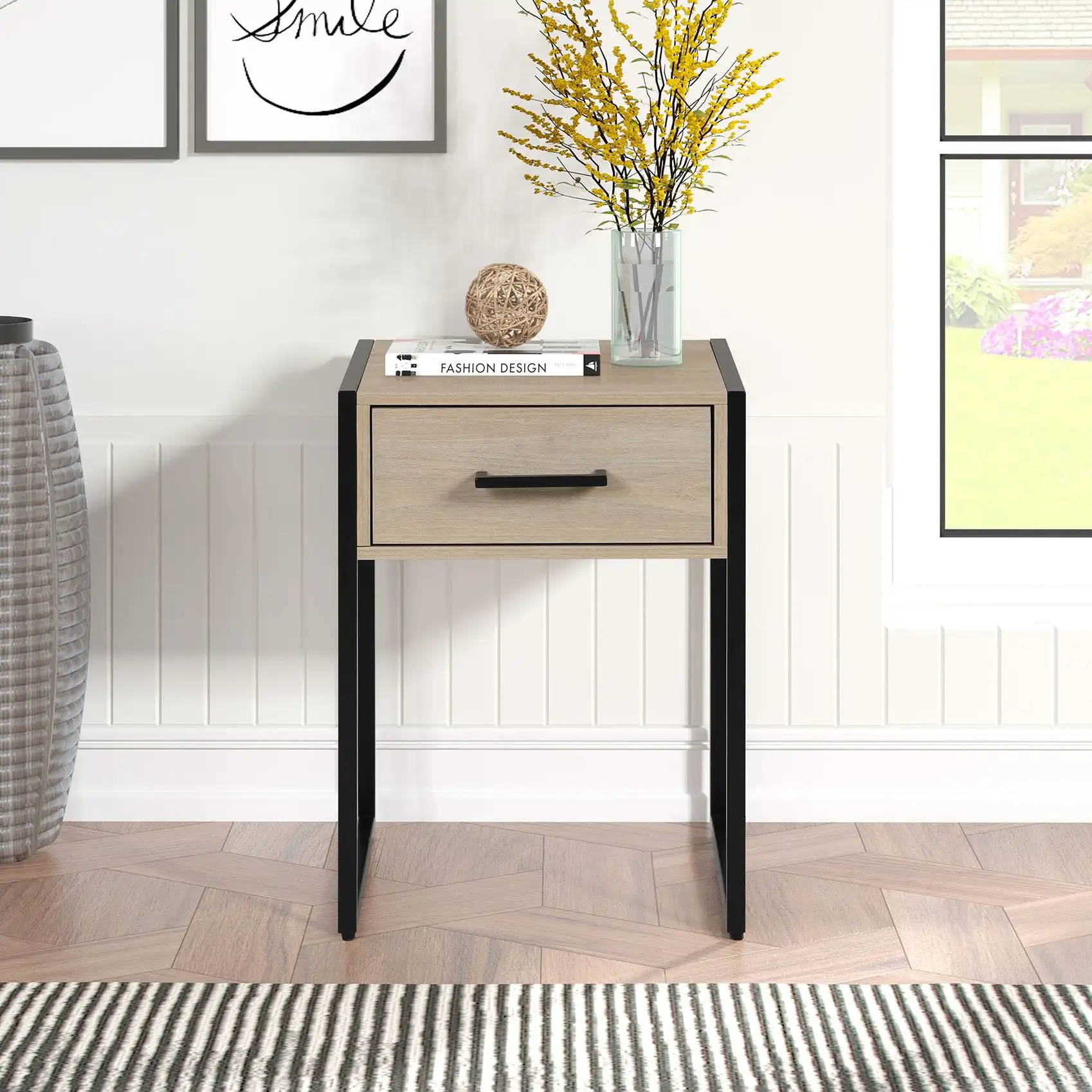 Modern industrial nightstand discount