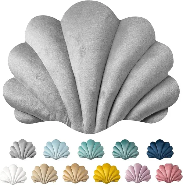 Inyahome 3D Throw Decor Pillows Shell Shaped Accent Throw Pillow Soft Velvet Insert Included Cushion for