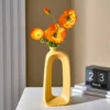 Modern Vase Circular Hollow Ceramic Donuts Flower Pot Colorful Home Decor Table Accessories Interior Office Desktop 3