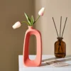 Modern Vase Circular Hollow Ceramic Donuts Flower Pot Colorful Home Decor Table Accessories Interior Office Desktop 4