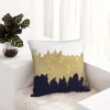 Modern navy blue white faux gold glitter brushstrokes Throw Pillow Anime Custom Cushion 3