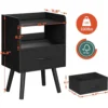 Night Stand with Fabric Drawer Modern Nightstand Bedside Tables Mid Century Nightstands with Open Storage Shelf 1