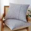 Patchwork Farmhouse Pillow Covers 18x18 Inch Striped Linen Decorative Modern Accent Pillow Cases for Sofa Couch 3