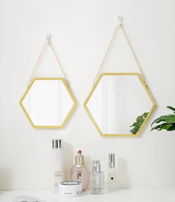 contemporary hexagon hanging mirror