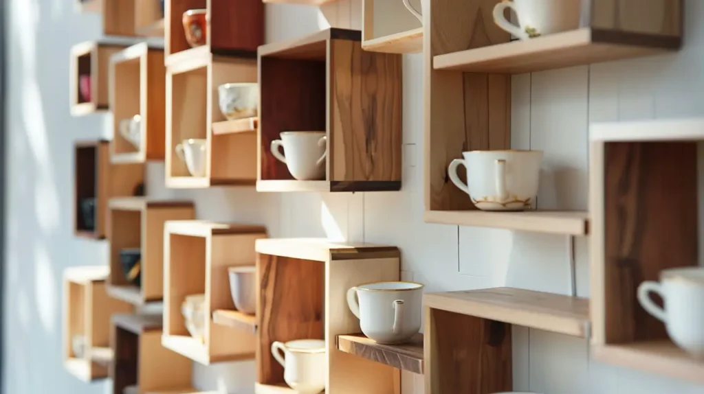 How to Display Tea Cups in a Modern Way Wall-mounted cubbies