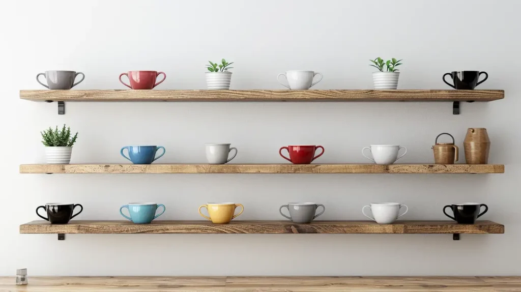 How to Display Tea Cups in a Modern Way Floating shelves