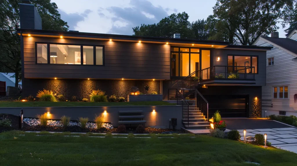Split-Level Home Exterior Outdoor Lighting