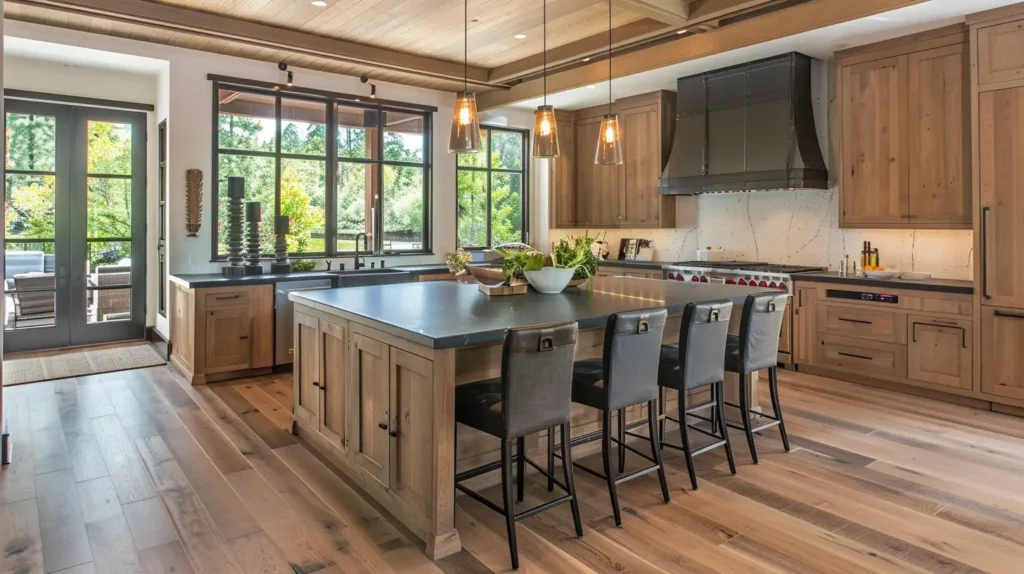 Oak Kitchen Cabinets Contrasting Island