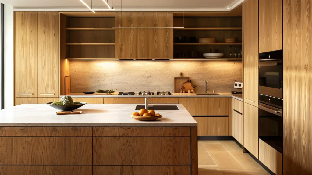 Oak Kitchen Cabinets Integrated Appliances