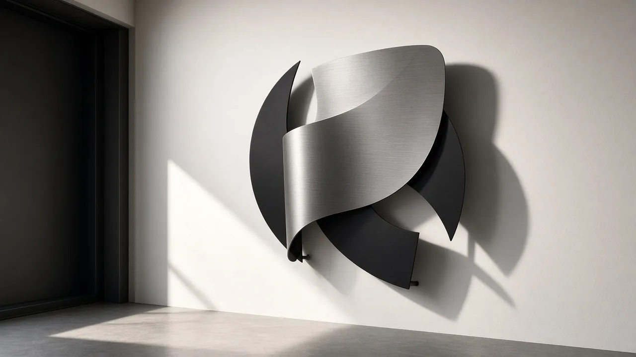 Contemporary Metal Wall Art: Forms, Materials, and Placement 1 Contemporary Metal Wall Art: Forms, Materials, and Placement, abstract metal sculpture on gallery wall