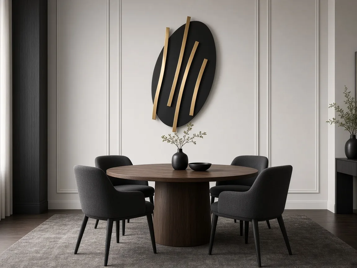 Contemporary Metal Wall Art: Forms, Materials, and Placement 2 Contemporary metal wall art, sculptural piece above dining table