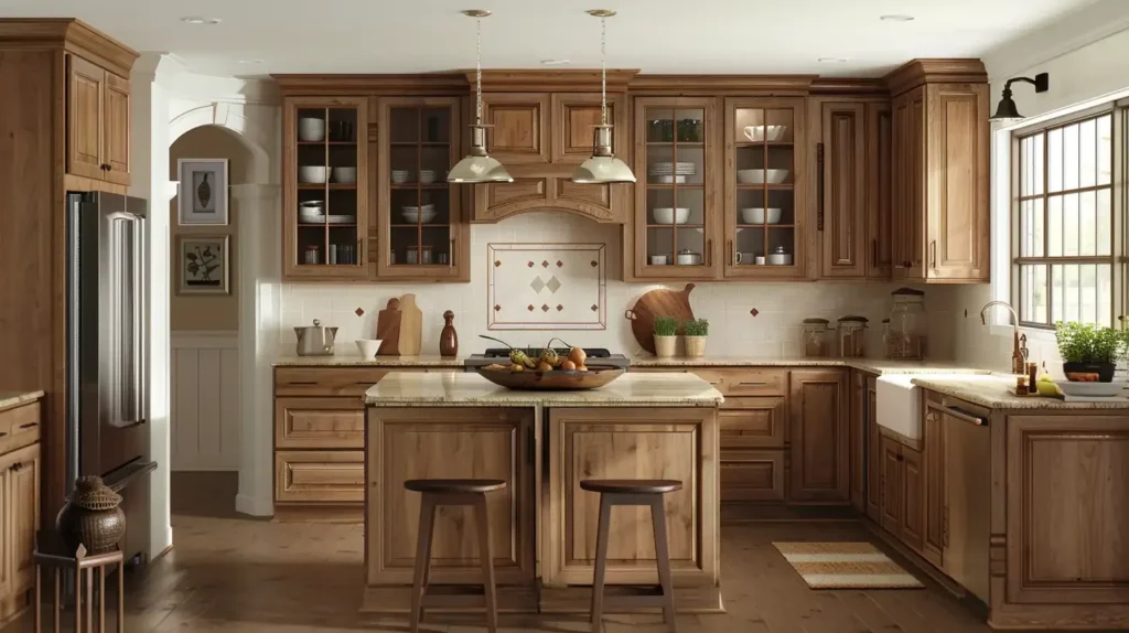 Oak Kitchen Cabinets Glass Inserts