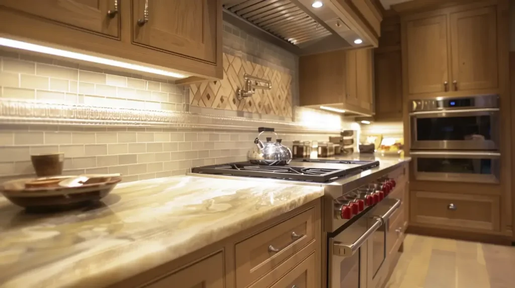 Oak Kitchen Cabinets Under-Cabinet Lighting