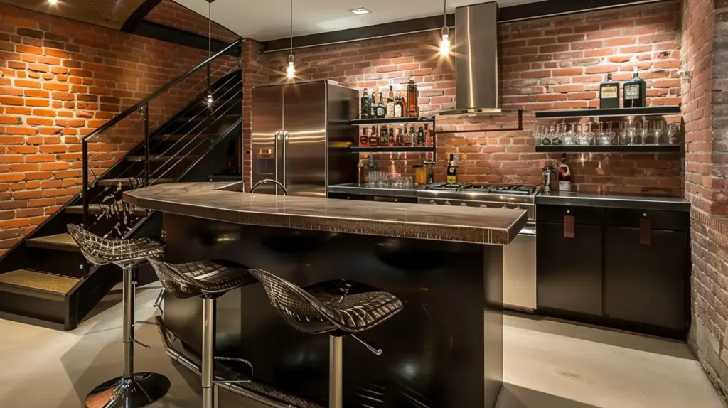 15 Modern Basement Bar Ideas | That Will Surprise You 2025 2 Modern Basement Bar Ideas Industrial Chic