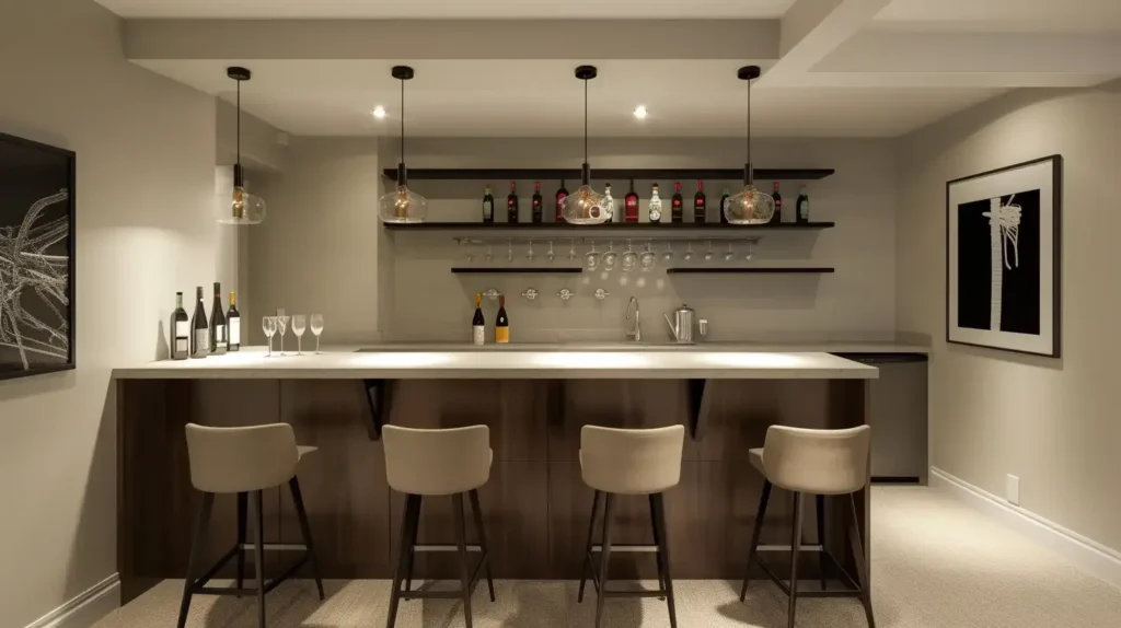 15 Modern Basement Bar Ideas | That Will Surprise You 2025 4 Modern Basement Bar Ideas Minimalist Marvel