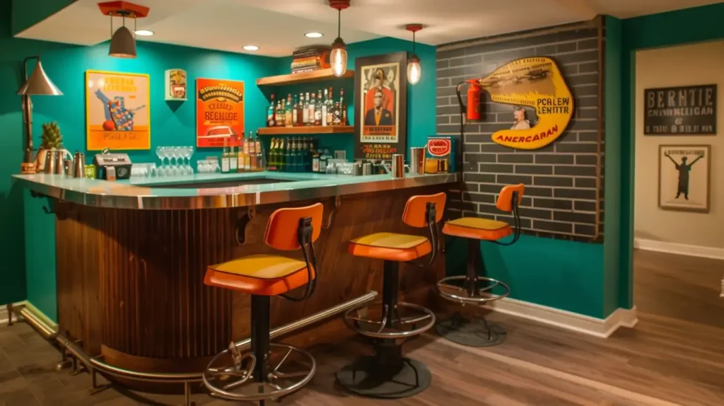 15 Modern Basement Bar Ideas | That Will Surprise You 2025 5 Modern Basement Bar Ideas Retro Revival