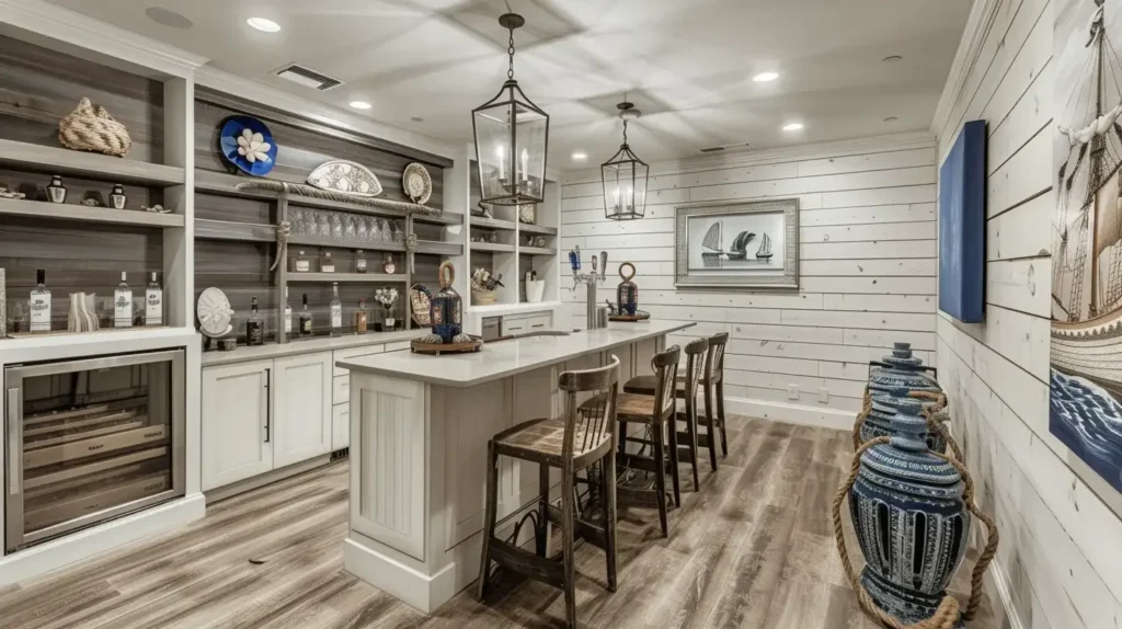 15 Modern Basement Bar Ideas | That Will Surprise You 2025 14 Modern Basement Bar Ideas Coastal Cool