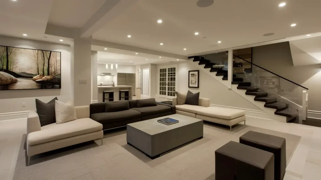 15 Modern Basement Ideas: You'll Love Too 2025 4 Modern Basement Ideas Contemporary Lounge