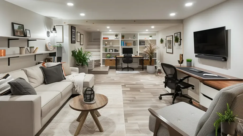 15 Modern Basement Ideas: You'll Love Too 2025 6 Modern Basement Ideas Multi-functional Workspace