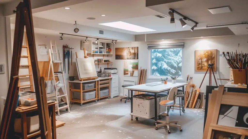15 Modern Basement Ideas: You'll Love Too 2025 14 Modern Basement Ideas Art Studio
