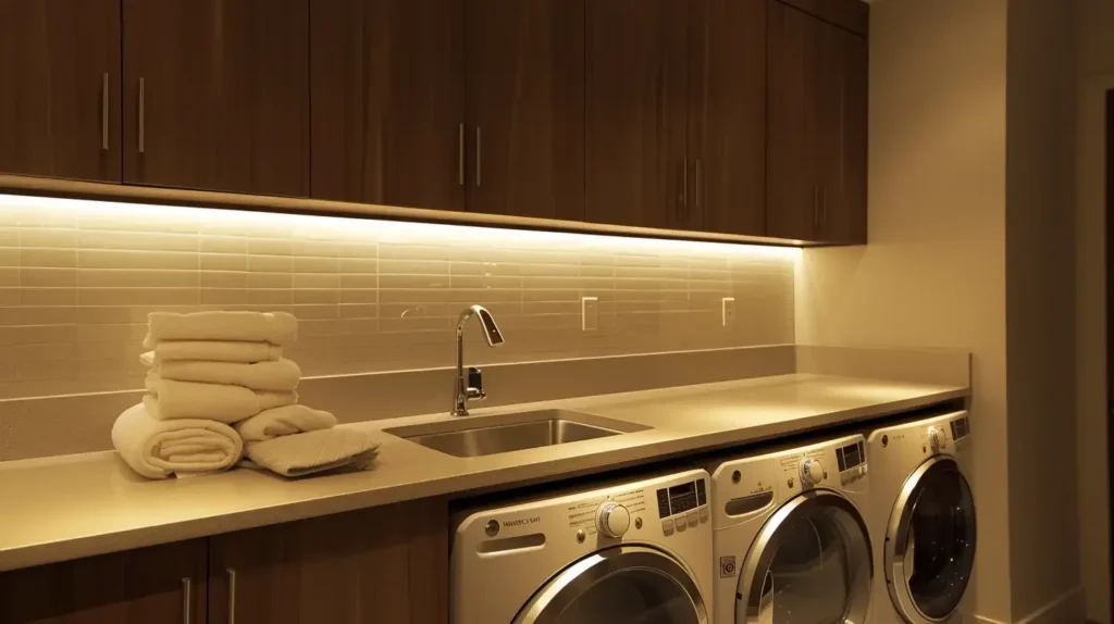 Modern Laundry Room Under-Cabinet Lighting